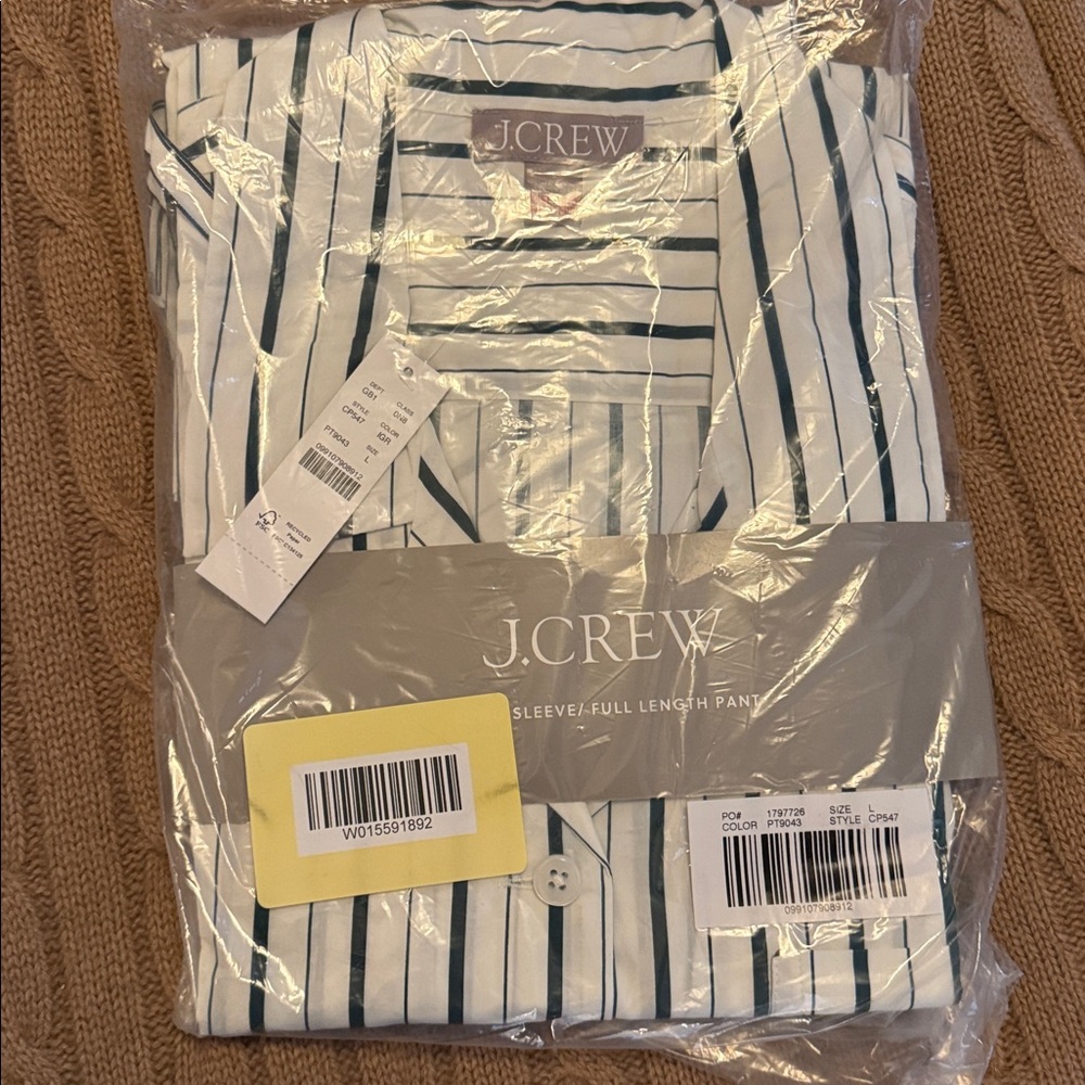 J.Crew Cotton poplin long-sleeve pajama pant set in peppermint stripe CP547 - Picture 4 of 6